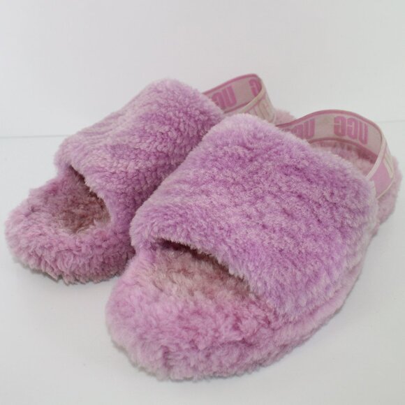 UGG Womens 6 Girls Size 4 Pink Wavy Wool Slingback Slipper Sandal 1124929K - Picture 1 of 12